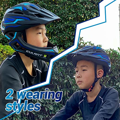 ONTYZZ Kids Full Face Bicycle Helmet with Detachable Chin Guard & Visor
