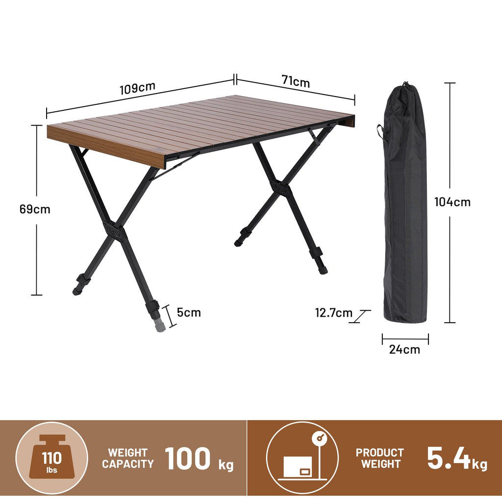 Timber Ridge Folding Camping Table – Aluminum 4-6 Person Portable Table