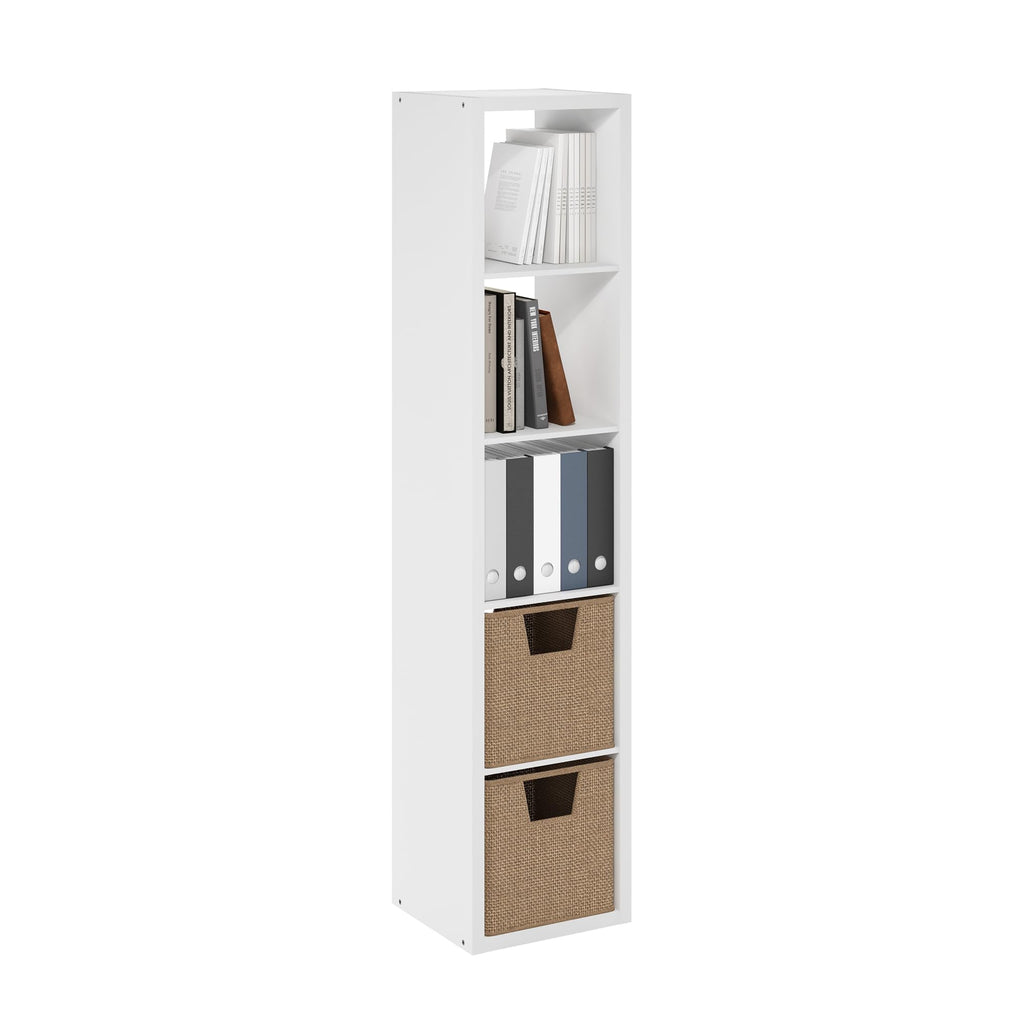 Furinno Cubicle Open Back Decorative Verticle Cube Storage Organizer, 5-Cube, White - image 1