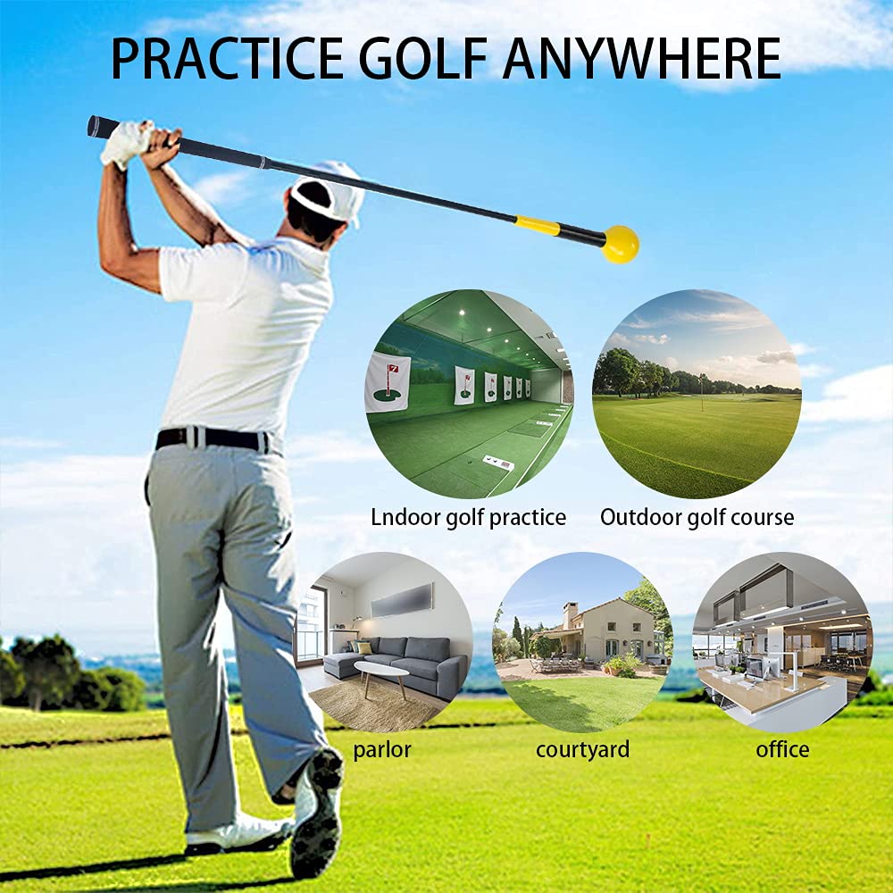 JARAGAR Golf Swing Trainer - 48 Inch Power Flex Training Aid, Yellow