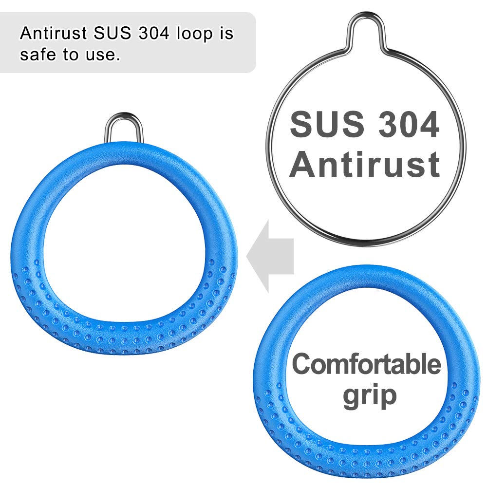 Dolibest 4-Pack Trapeze Rings | Blue Monkey Bar Grips for Swing Sets
