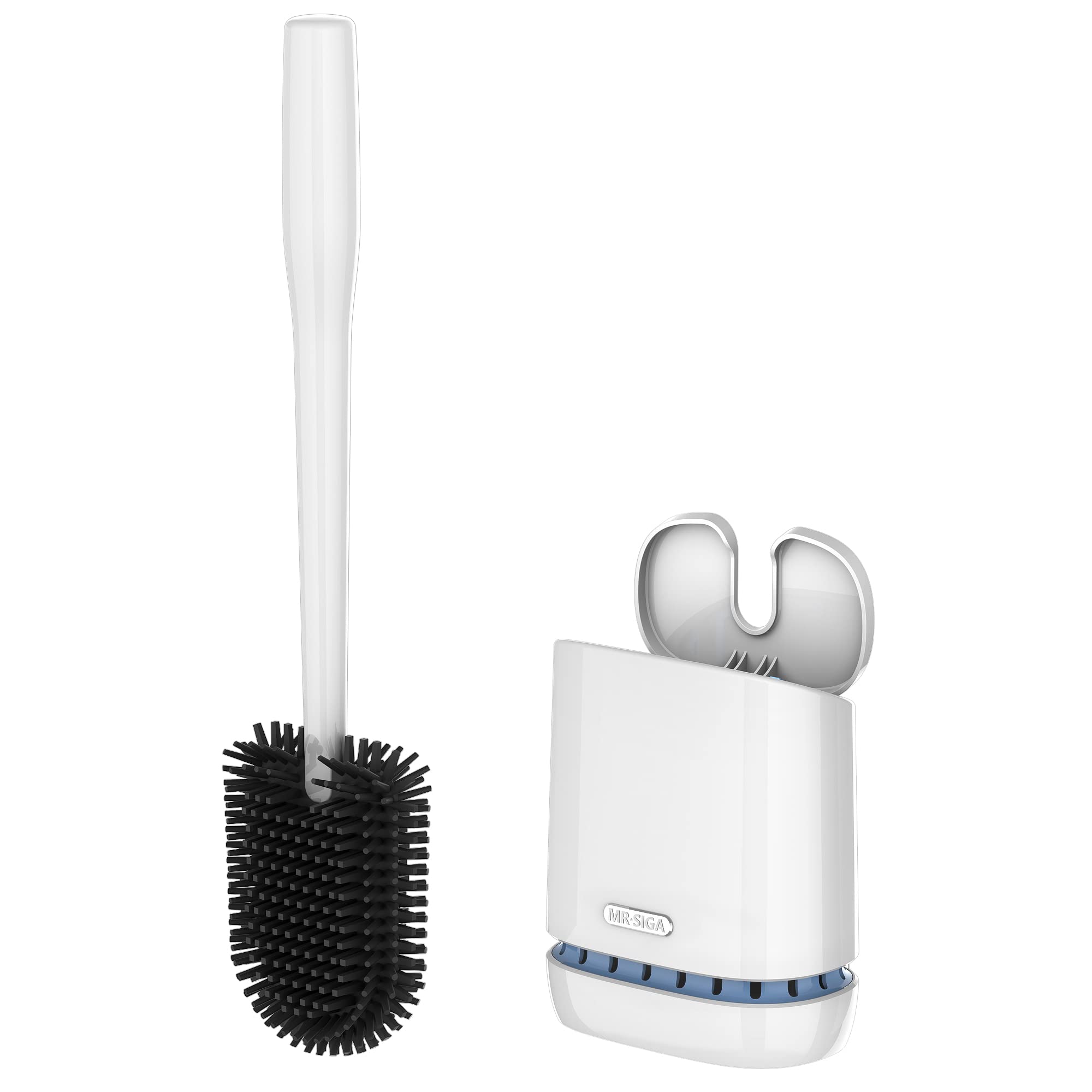MR.SIGA Toilet Bowl Brush and Holder | Wall Mounted TPR Bristles, White