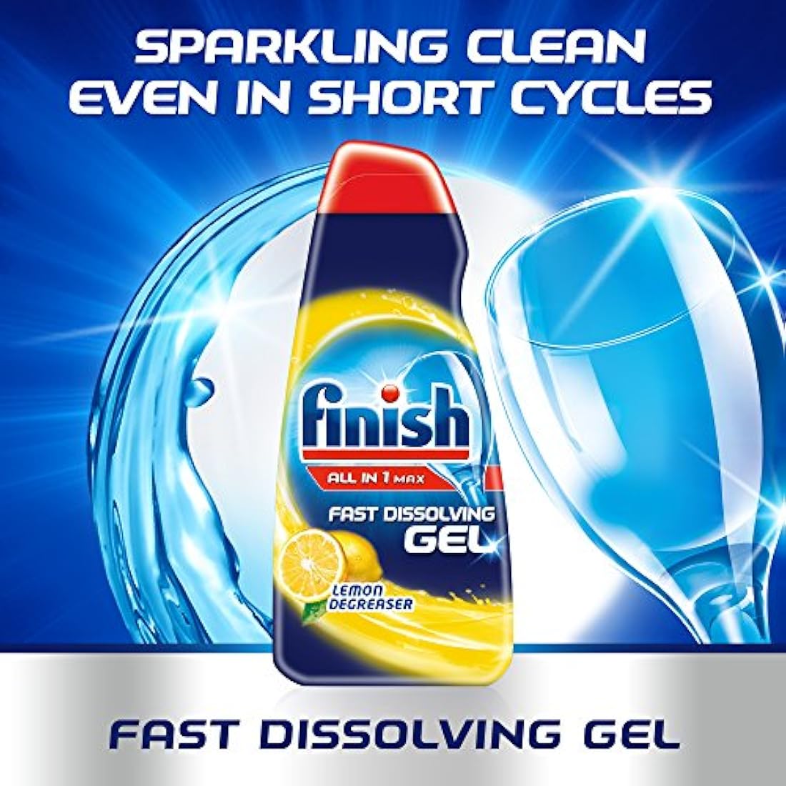 Finish All in 1 Max Dishwasher Gel – Lemon Degreaser, 700ml (5 Pack)