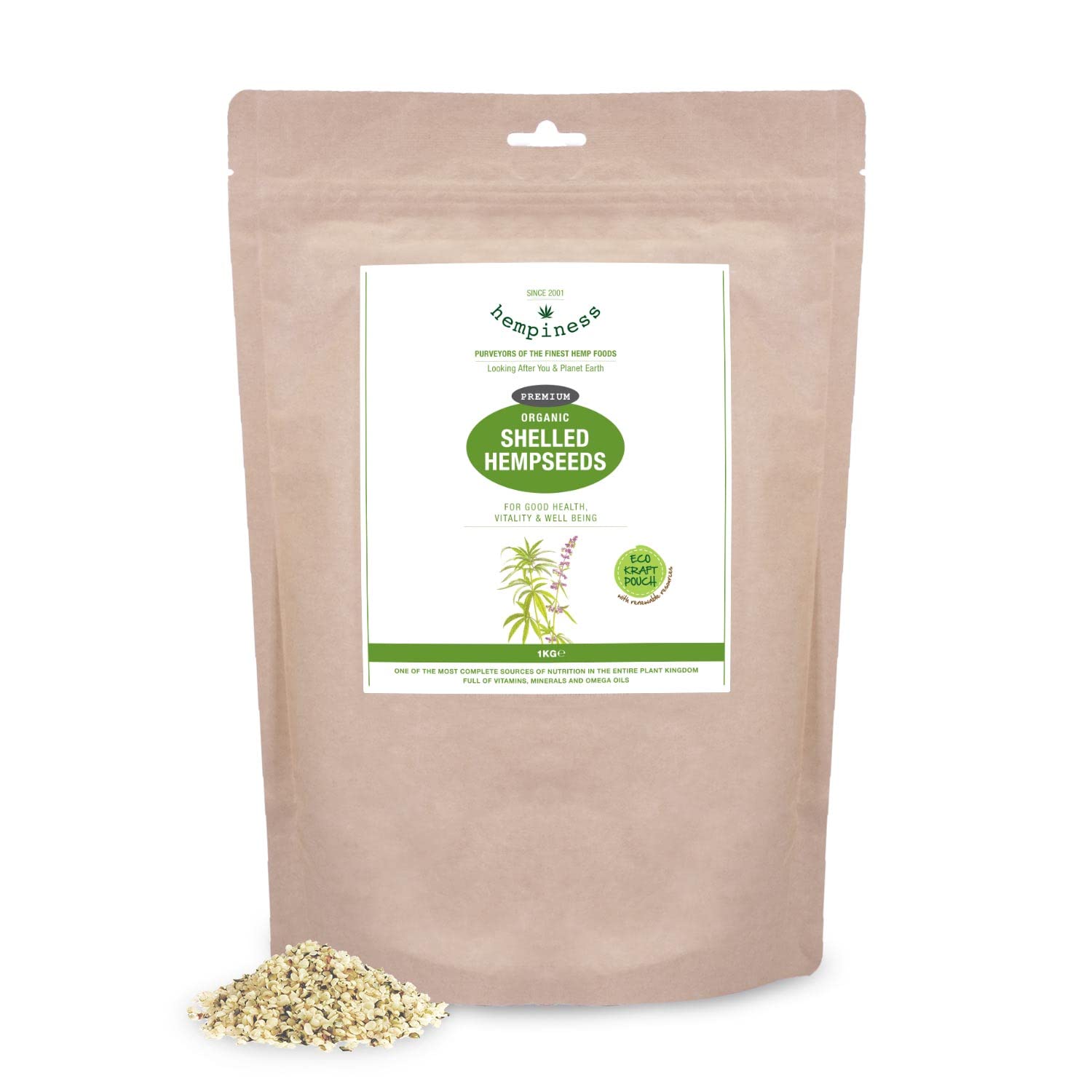 Hempiness Organic Shelled Hemp Seeds | Raw European Hemp Hearts - 1kg