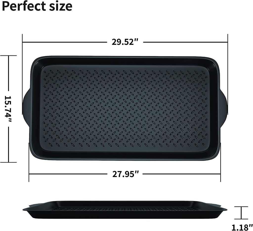 Nicoman Boot Tray Shoe Organiser Soft Rubber Non Slip Washable Multipurpose Plant Rack Mat Plain Black Drip Container Floor Carpet Protection for