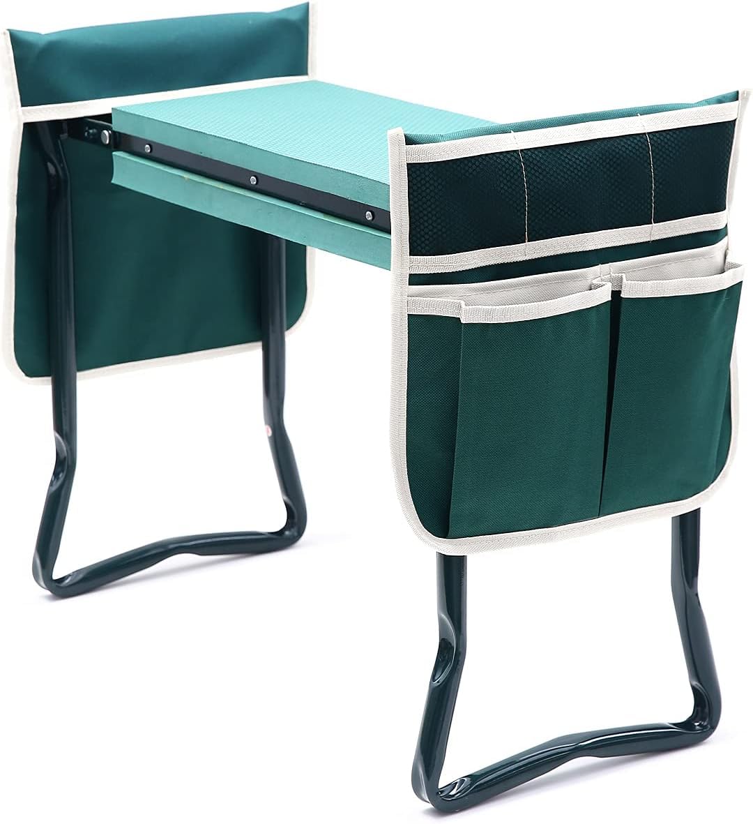 Ohuhu Garden Kneeler and Seat | Foldable Stool with EVA Pad & 2 Tool Bags