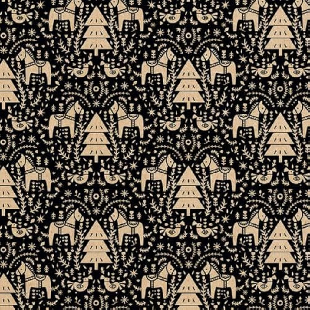 Clairefontaine Recycled Kraft Gift Wrap – Black Christmas Design – 50m