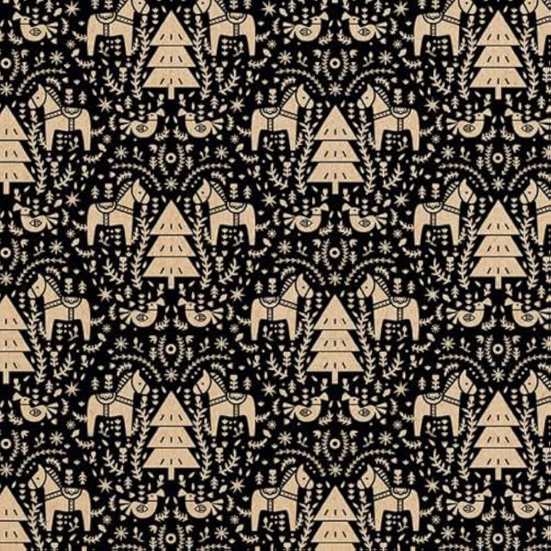 Clairefontaine Recycled Kraft Gift Wrap – Black Christmas Design – 50m