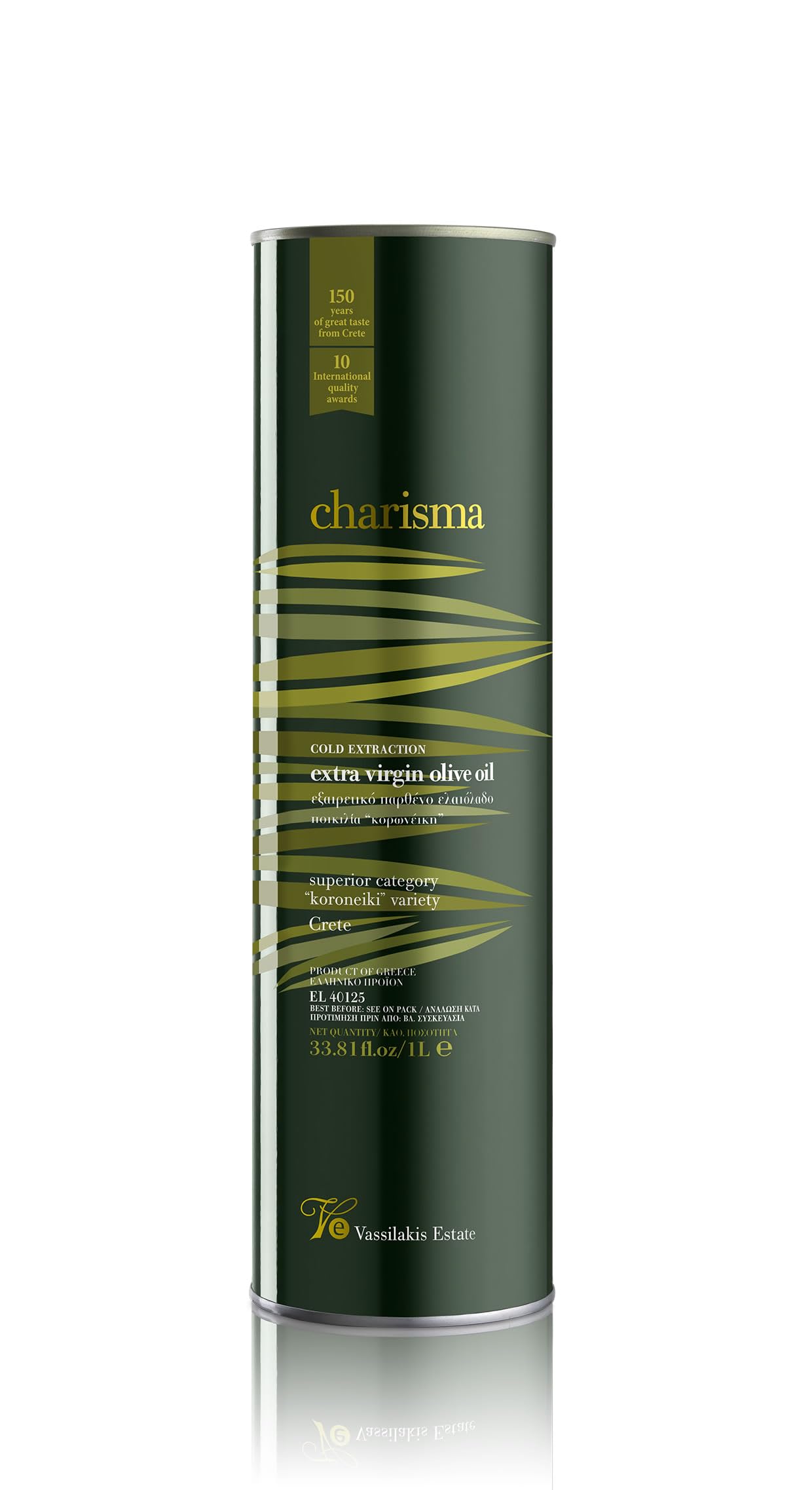 Vassilakis Estate Charisma Greek Extra Virgin Olive Oil – 1L Tin