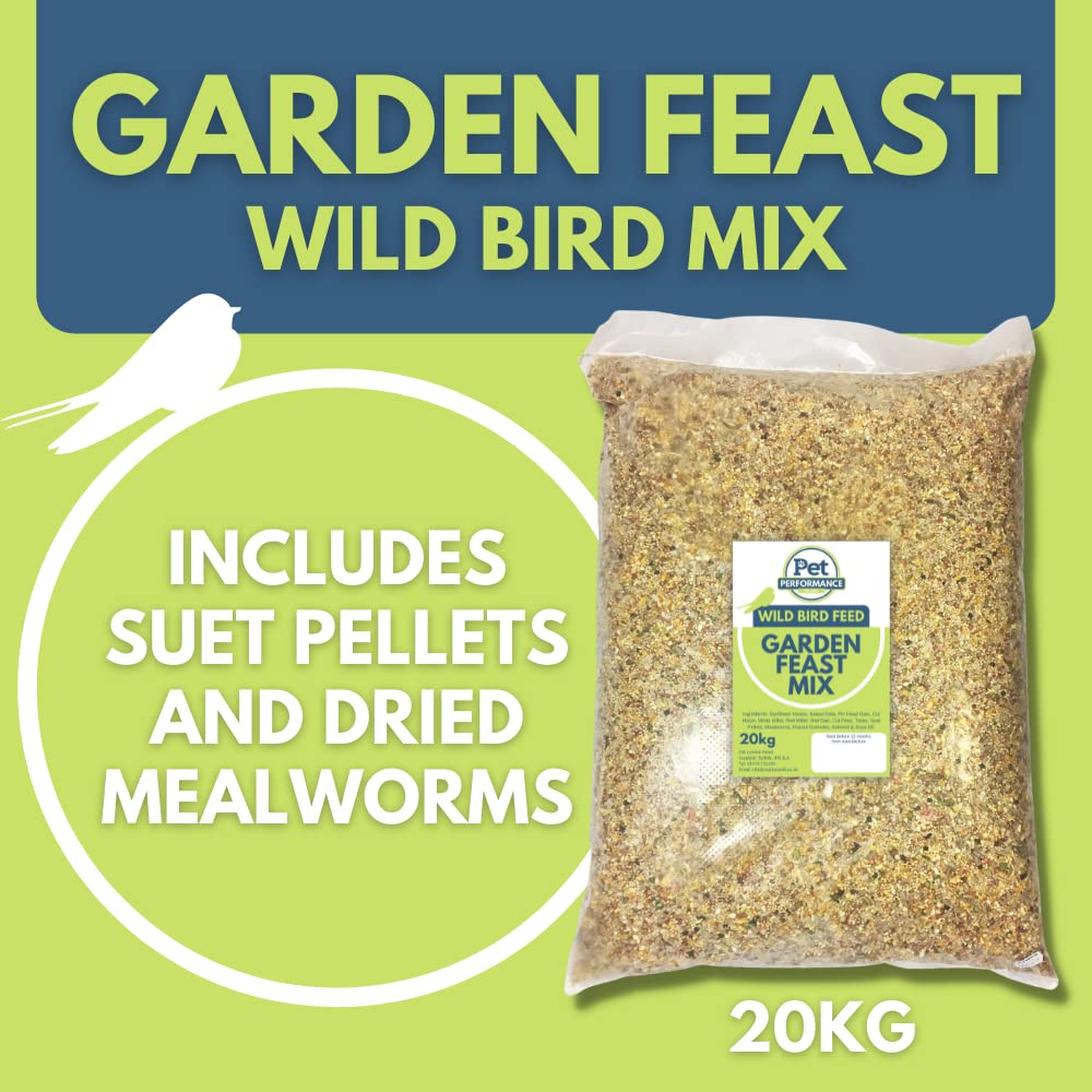 Pet Performance Garden Feast Wild Bird Seed Mix 20kg | Suet & Mealworms