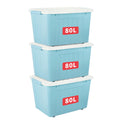 Cetomo 80L*3 Storage Boxes with Lids, Plastic Storage Box with Wheels and Secure Side Latches, Stackable & Nestable Organizer for Home, Office