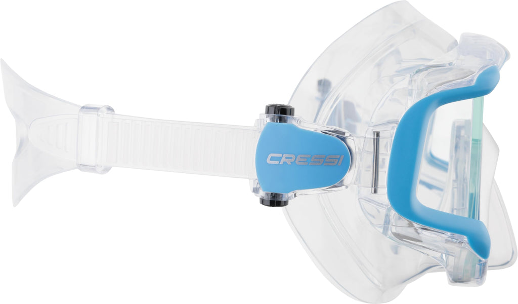 Cressi Liberty 3-Window Panoramic Diving Mask - Blue/Silver Silicone