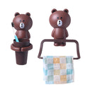 Jauhmui Kids Toothbrush Cup and Towel Holder Set – Adhesive Cartoon Animal