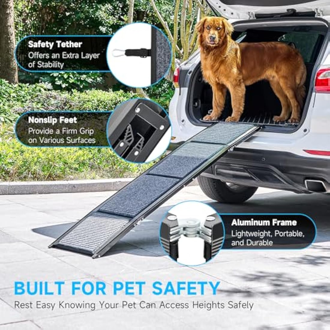 CO-Z Folding Dog Car Ramp | 160cm Non-Slip Pet Ramp for Large Dogs