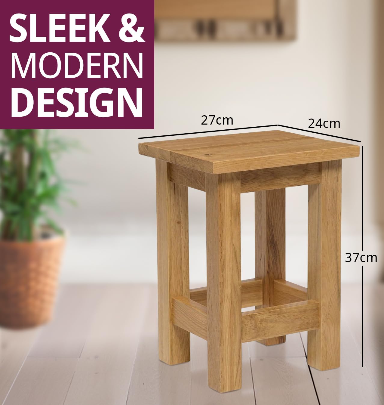 Hallowood Waverly Oak Small Side Table – Light Wood Lamp End Table