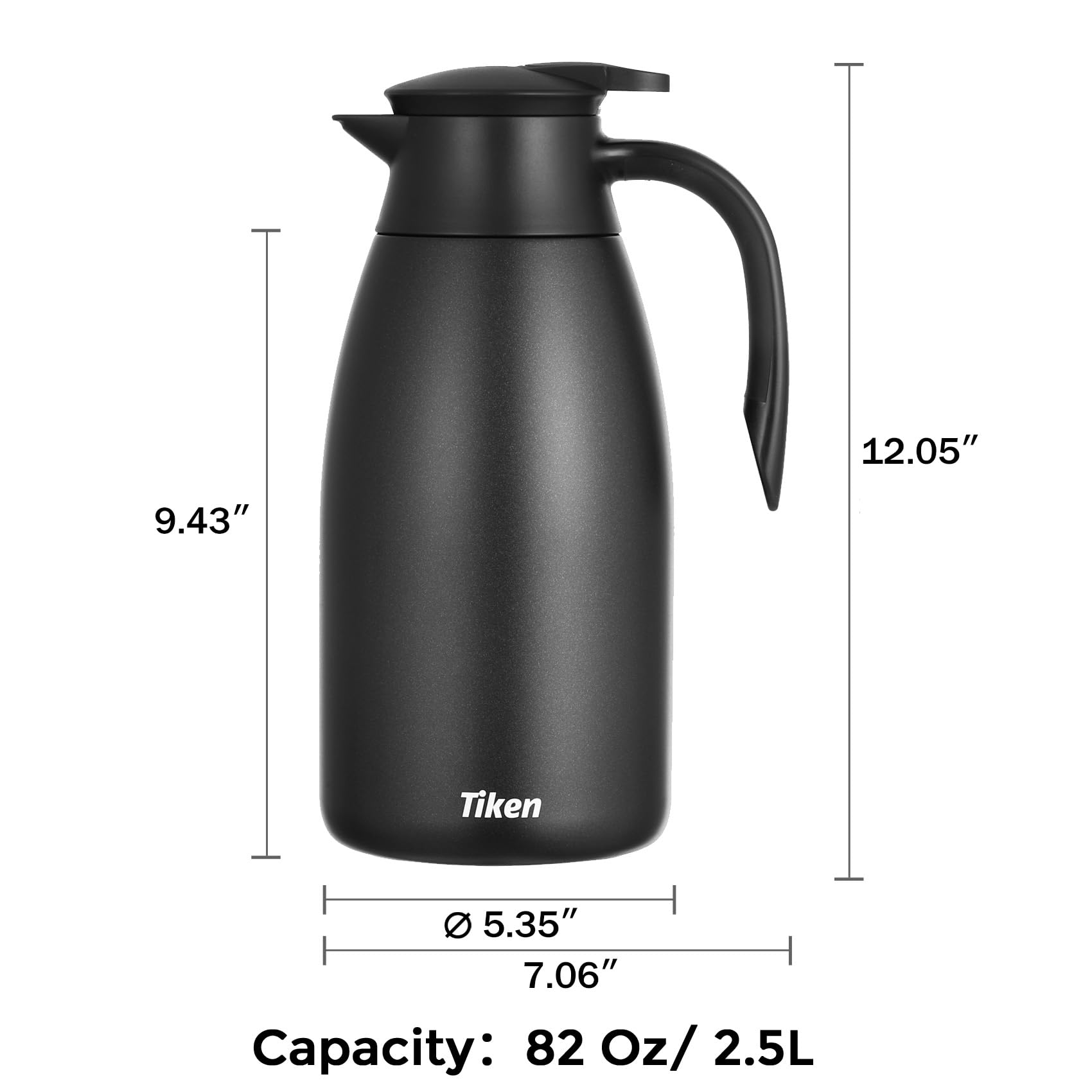 Tiken 2.5L Thermal Coffee Carafe – Stainless Steel Vacuum Insulated Jug