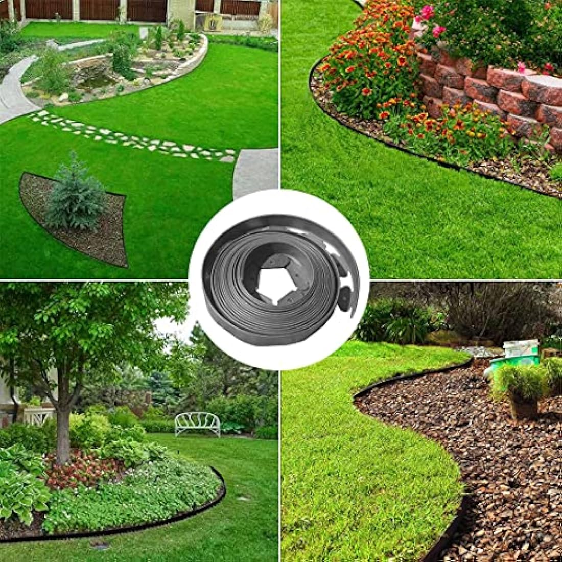 Jolof Store No-Dig Flexible Garden Edging Border - 10m x 10cm, Grey
