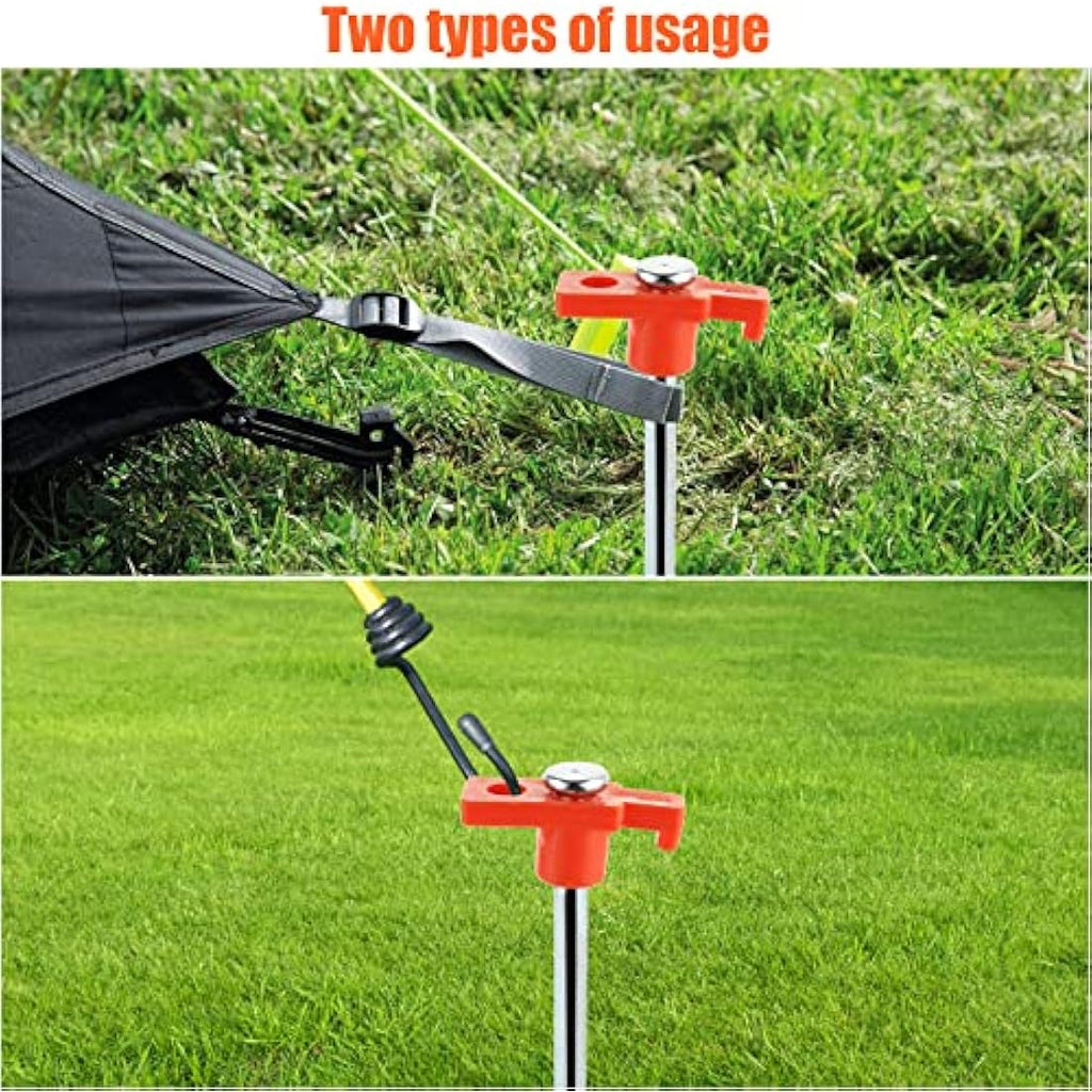 GOYADA 20 PCS Heavy Duty Metal Rock Pegs for Hard Ground Camping – Orange