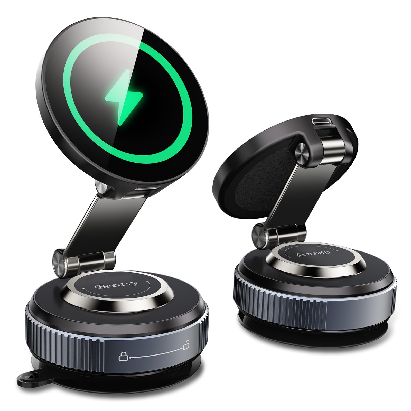 Beeasy MagSafe Car Mount Charger – 15W Fast Wireless Vacuum Suction Cup