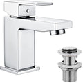 Hapilife Square Bathroom Basin Mixer Tap with Pop Up Waste – Chrome