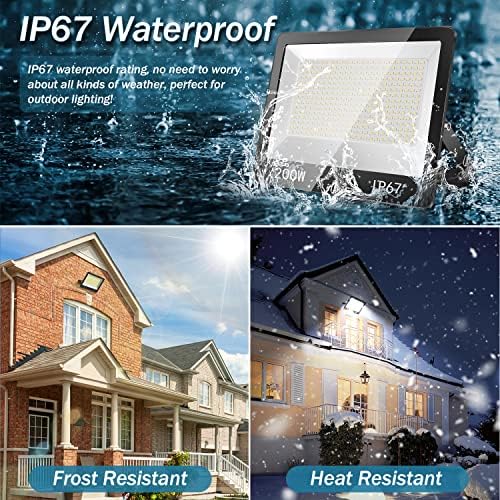 YIQIBRO 200W LED Floodlight Outdoor 2-Pack | 20000LM IP67 Security Light