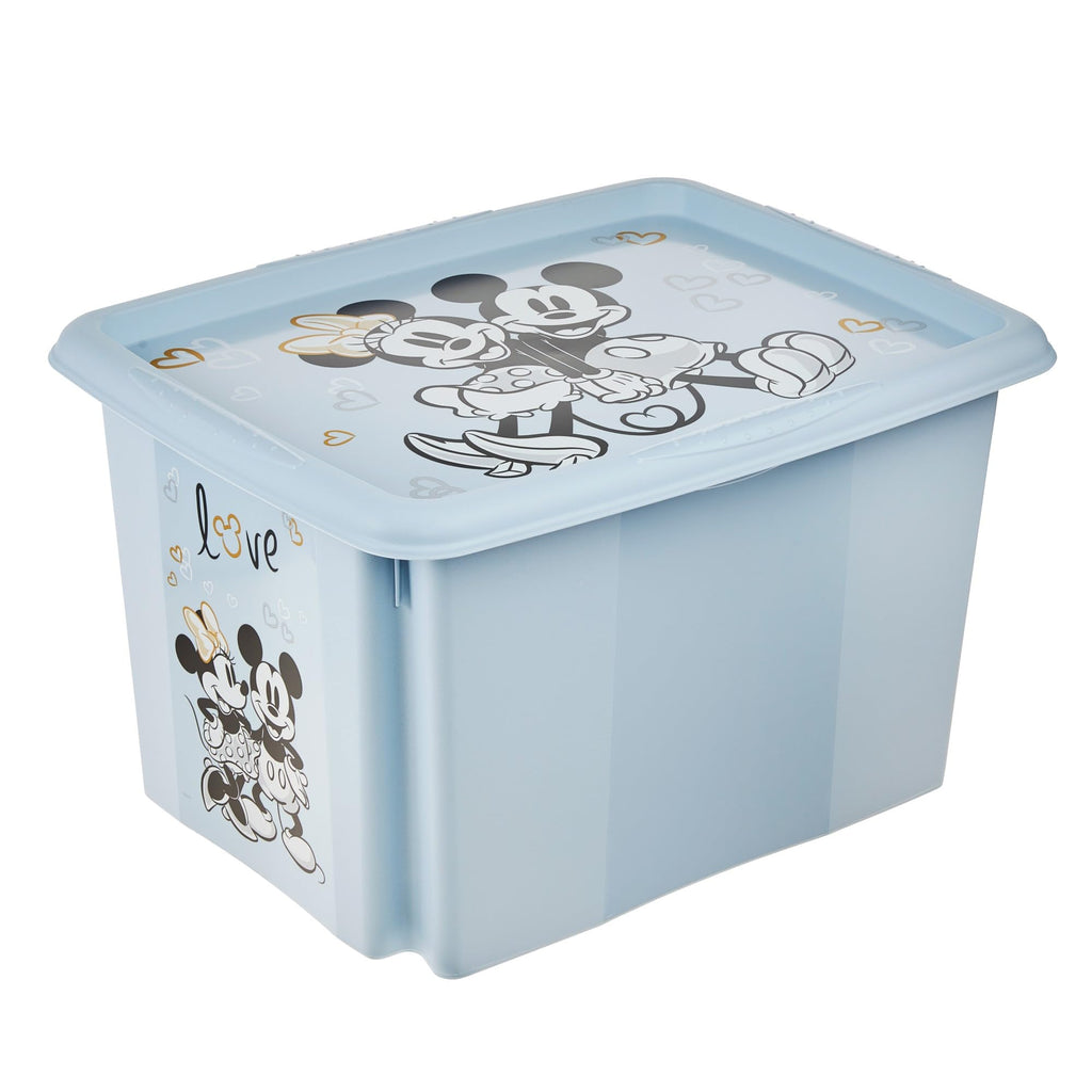 keeeper Karolina 2 x Mickey Storage Box with Lid, Rotating and Stackable, for Children, 30 L + 45 L, Cloudy Blue - image 2