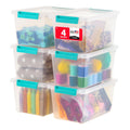 IRIS USA Storage Bins with Lids for Craft Storage, 6-Pack, 4.3 Qt Plastic Stackable Sensory Bin Organizer Container Clip Box for Art Craft Scrapbook - image 1