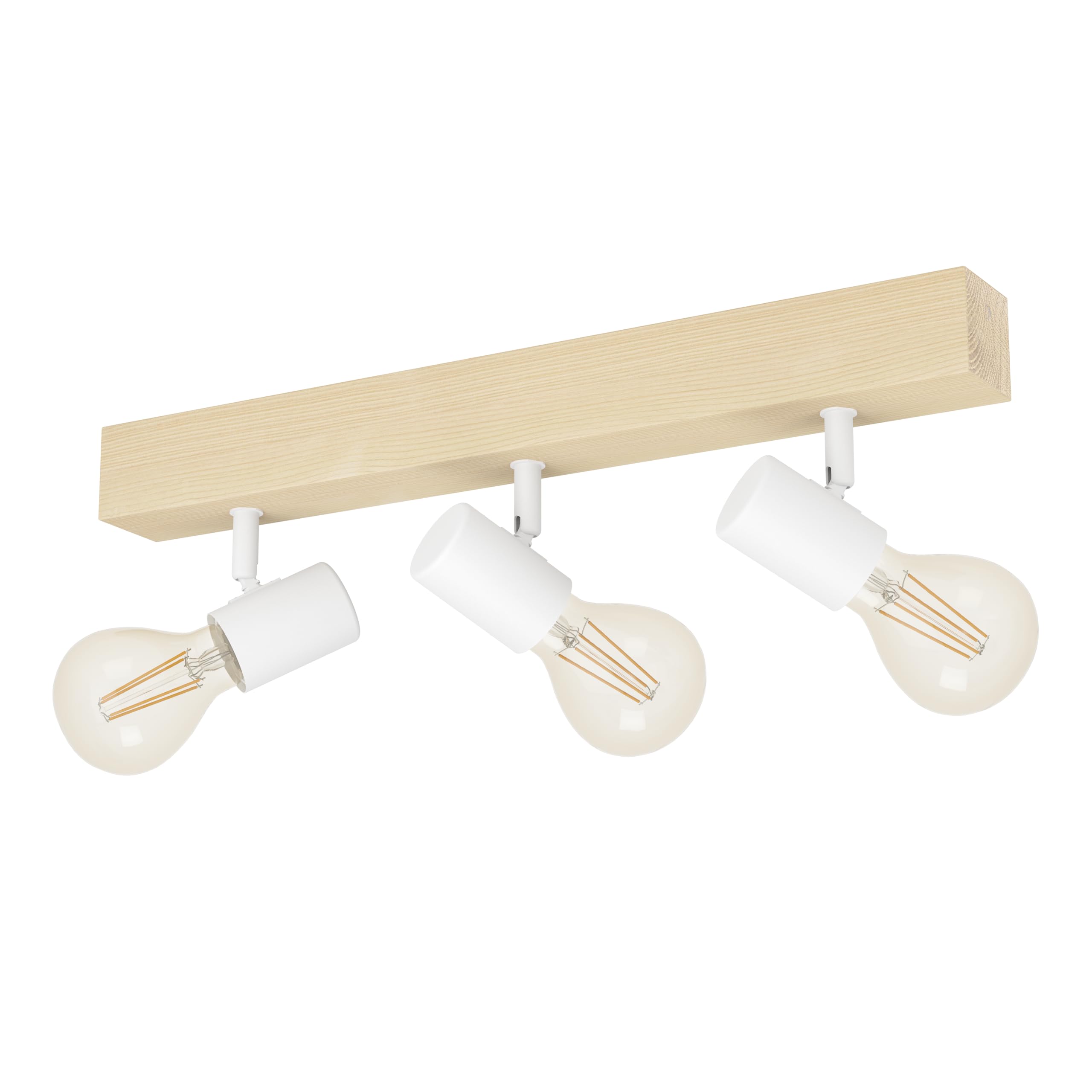 Eglo Townshend 3 Vintage Ceiling Light | 3-Light Wood & Steel Spotlight