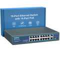YuanLey 16 Port PoE Switch | 250W Unmanaged Gigabit Network Switch