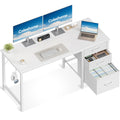 Coleshome Computer Desk with Drawers, 120cm Office Desk with Storage, White - image 1