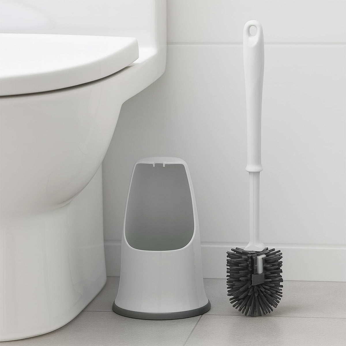 The Home Valet Company Silicone Under-Rim Toilet Brush Set with Holder, Grey - image 2