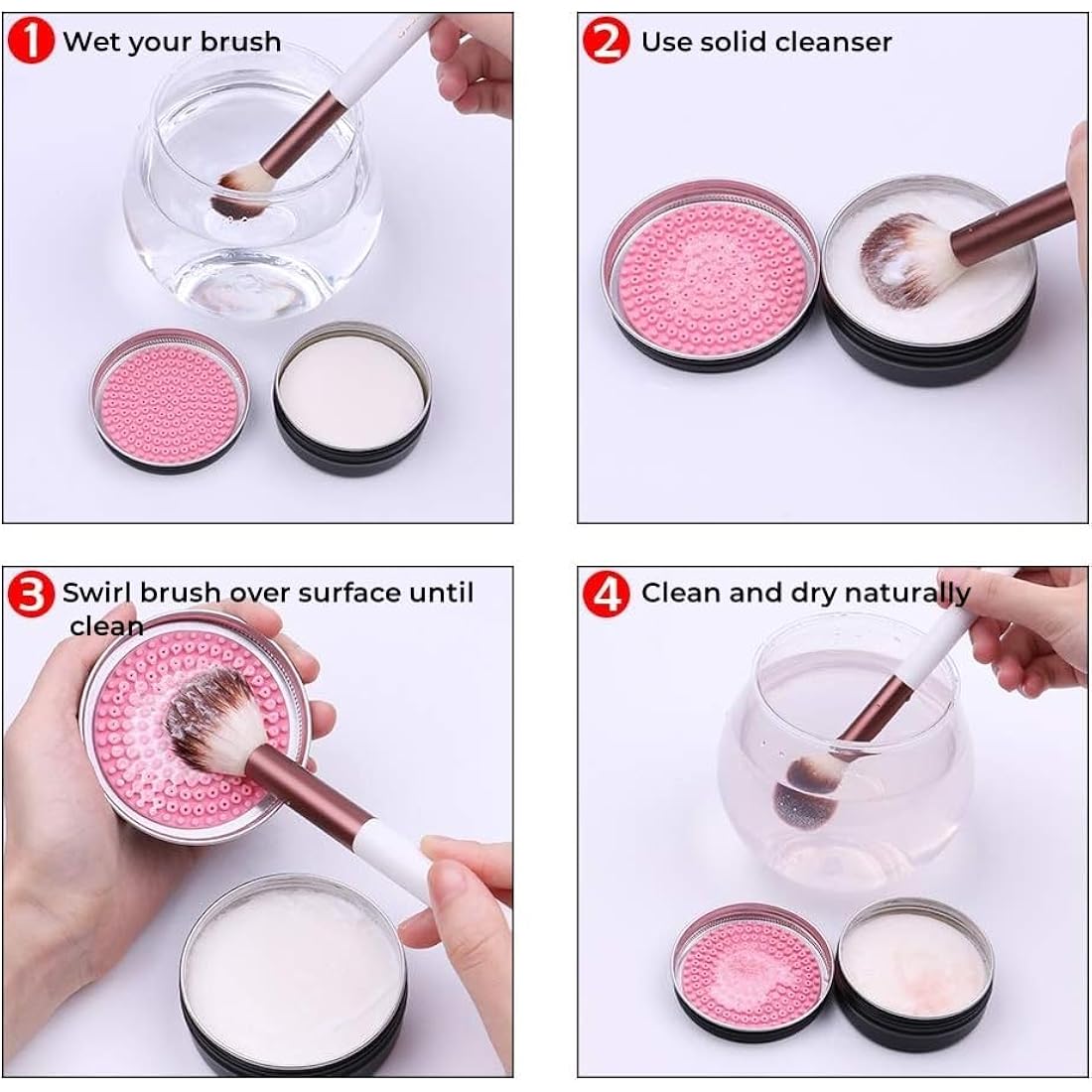 DUcare Makeup Brush Cleaner Set | Solid Coconut Oil Soap & Silicone Pad