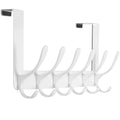 SKOLOO Over The Door Hooks | Stainless Steel 6-Hook Hanger - White