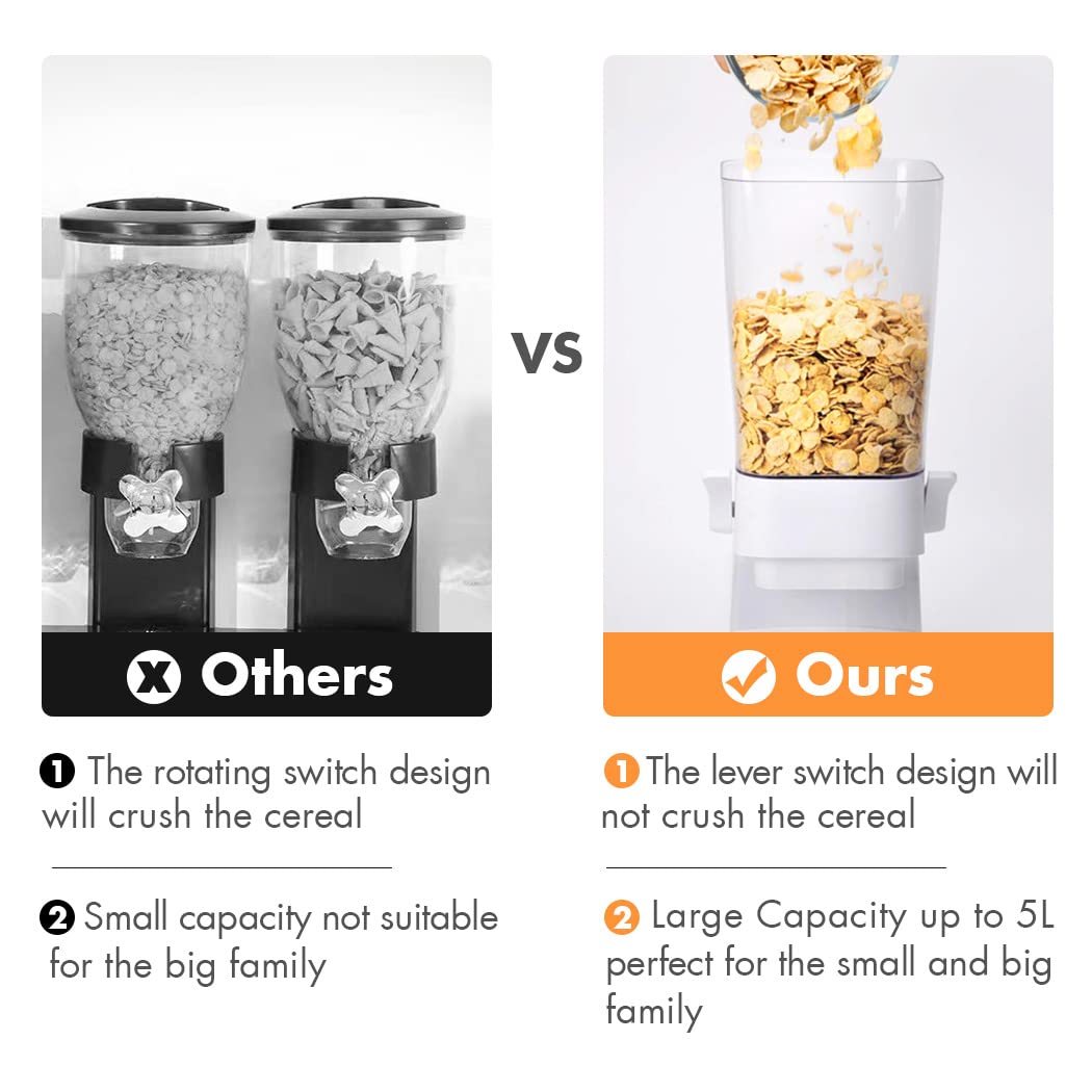 Lekesky Cereal Dispenser Countertop 2-Pack - Dry Food Storage (White)