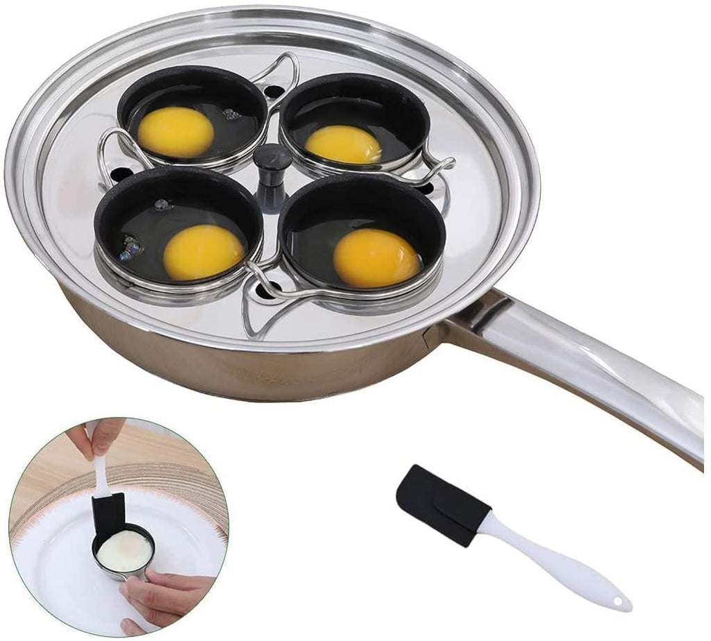 Jolof Store 4-Cup Egg Poacher Pan – Stainless Steel Induction Cookware