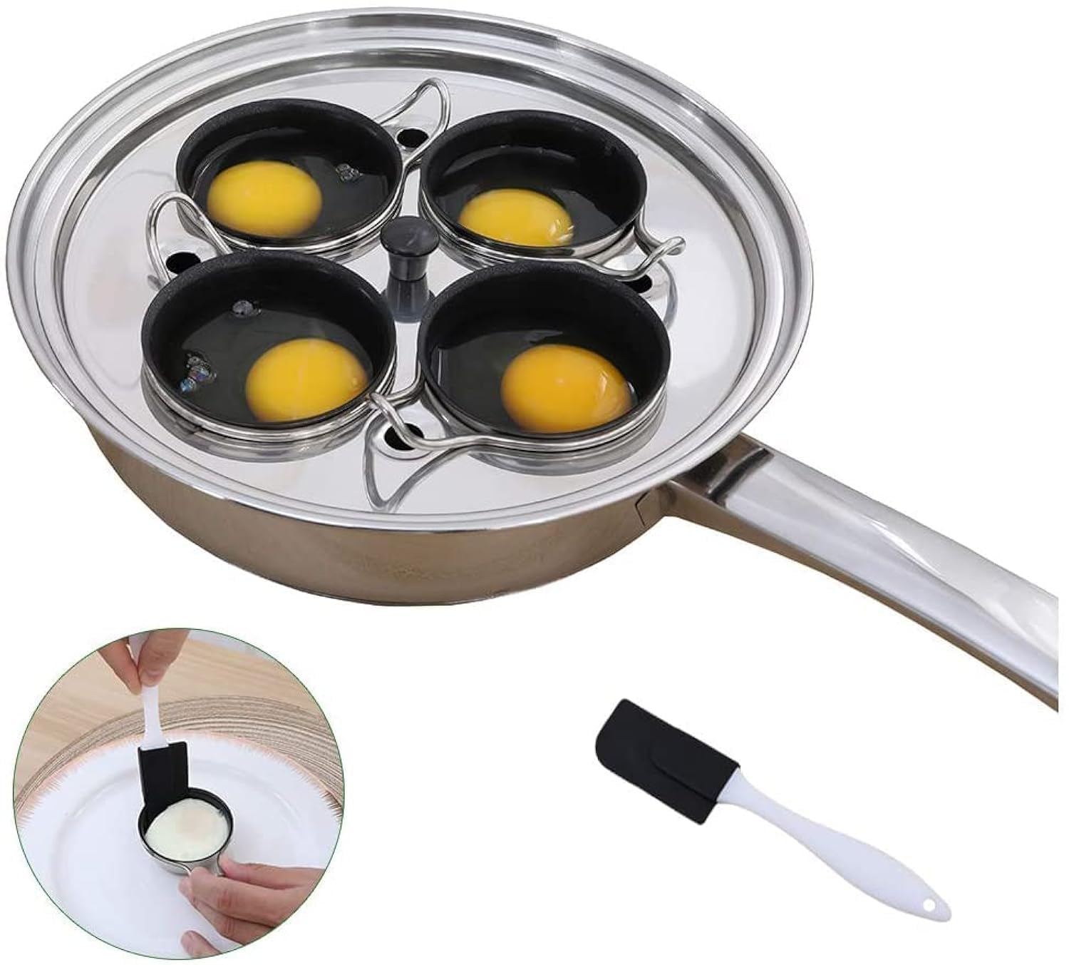 Jolof Store 4-Cup Egg Poacher Pan – Stainless Steel Induction Cookware