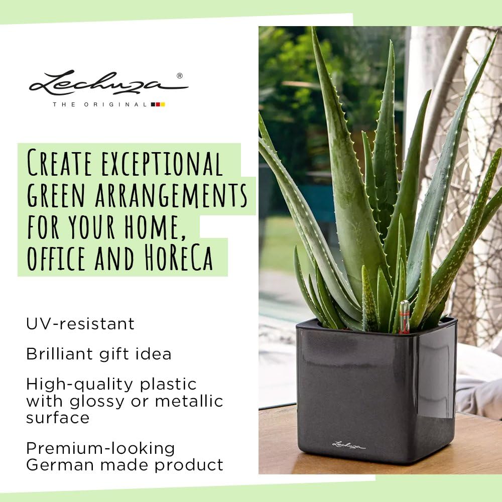 LECHUZA CUBE Glossy 16 Self-Watering Indoor Planter – Red High-Gloss