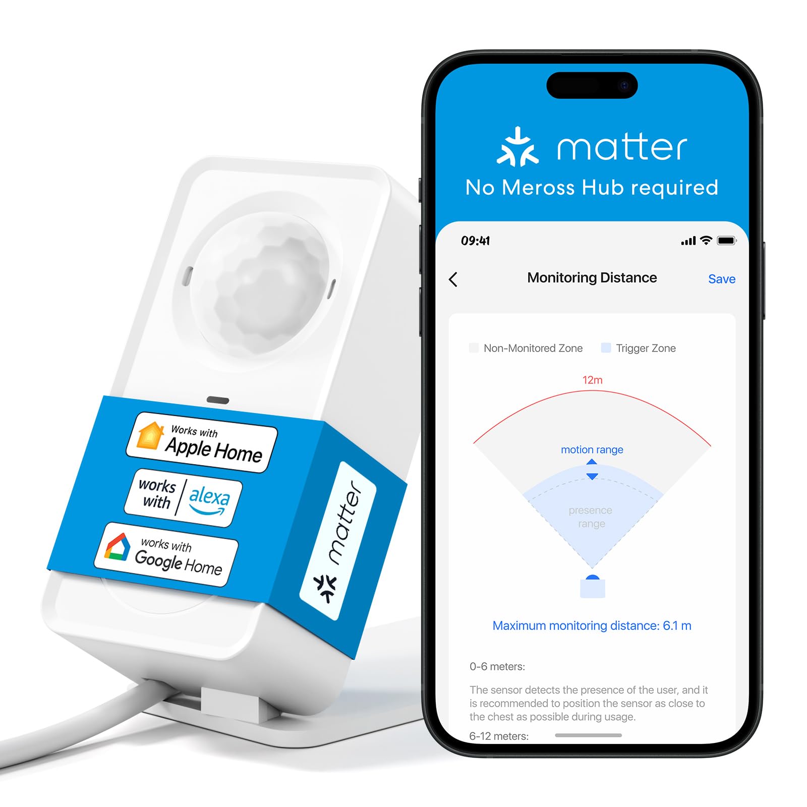 Meross Matter Presence Sensor – WiFi Smart Motion Detector for Home