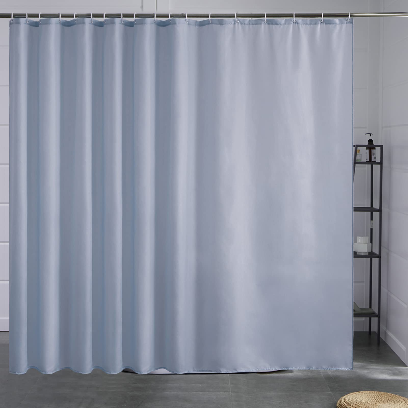 Jolof Store Extra Wide Blue Grey Shower Curtain - Waterproof Polyester