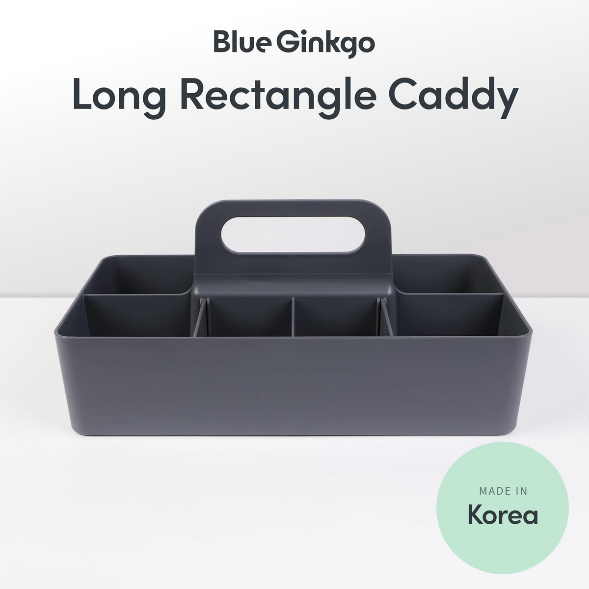 BLUE GINKGO Stackable Organizer Caddy – Korean-Made Portable Tote for Bathroom, Office, Crafts, or School Supplies Long Rectangle, Grey - image 2