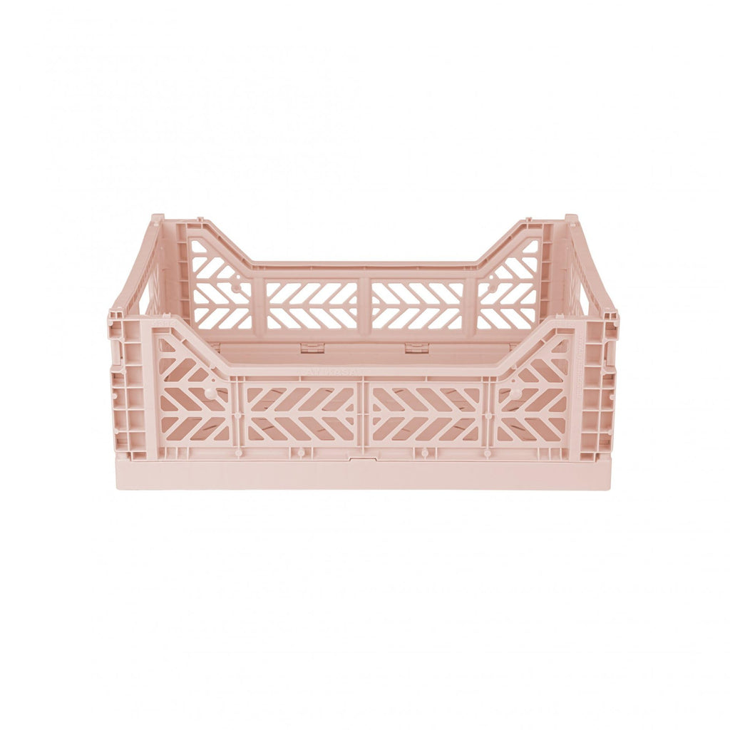 Ay-Kasa Folding Crate, Sturdy Folding Box, Plastic, Stackable, Milk Tea, Midi 40 x 30 x 14 cm