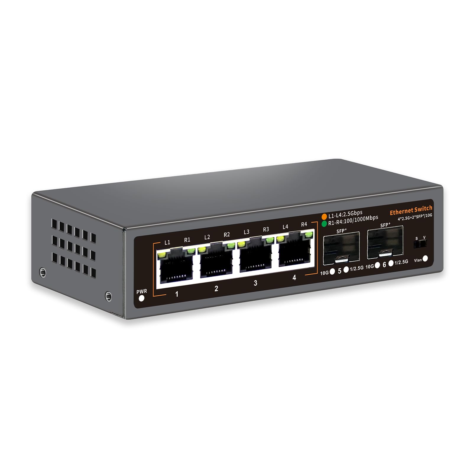 6 Port 2.5G Ethernet Switch | 4 x 2.5G Base-T & 2 x 10G SFP