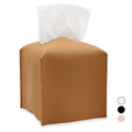 Square PU Leather Tissue Box Cover – 5 Inch Cube Holder, Brown