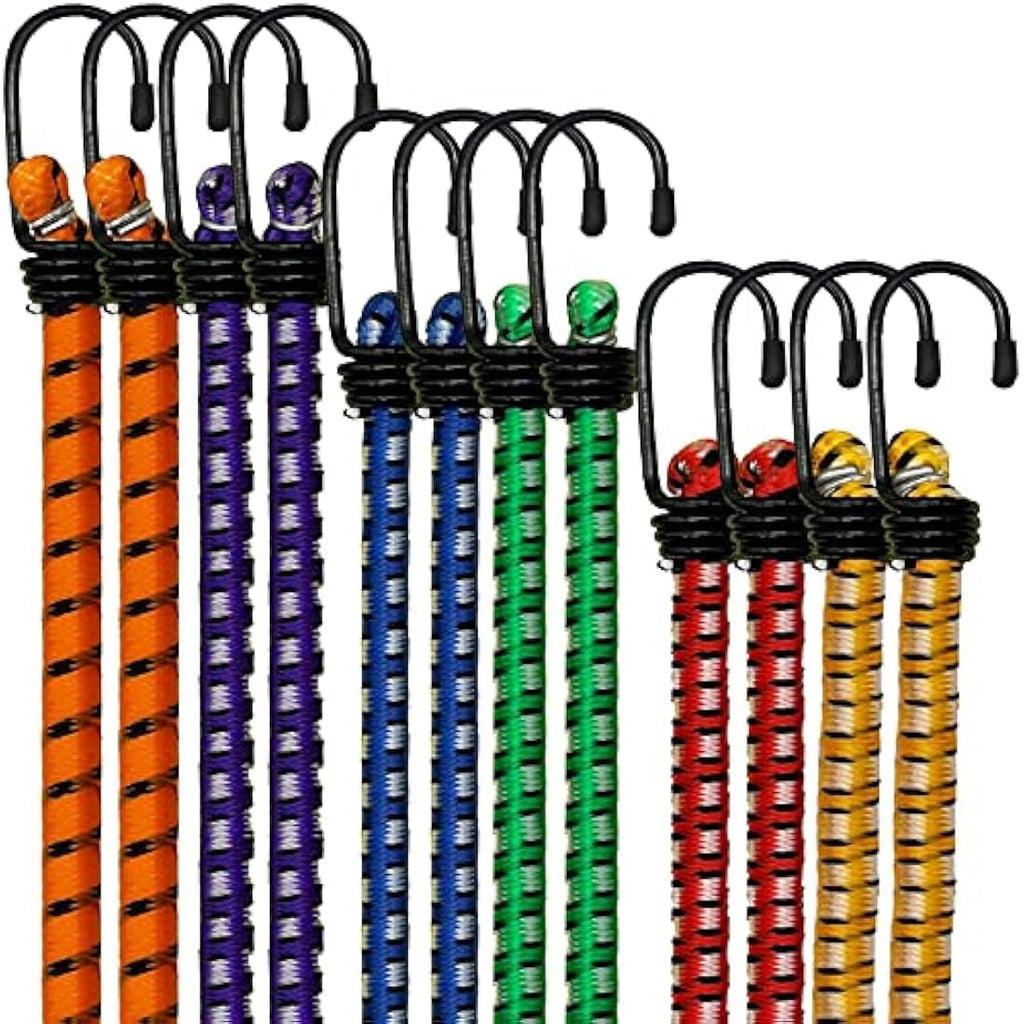 Xtremeauto Heavy Duty Bungee Cords with Hooks | 12 Pack Military Grade