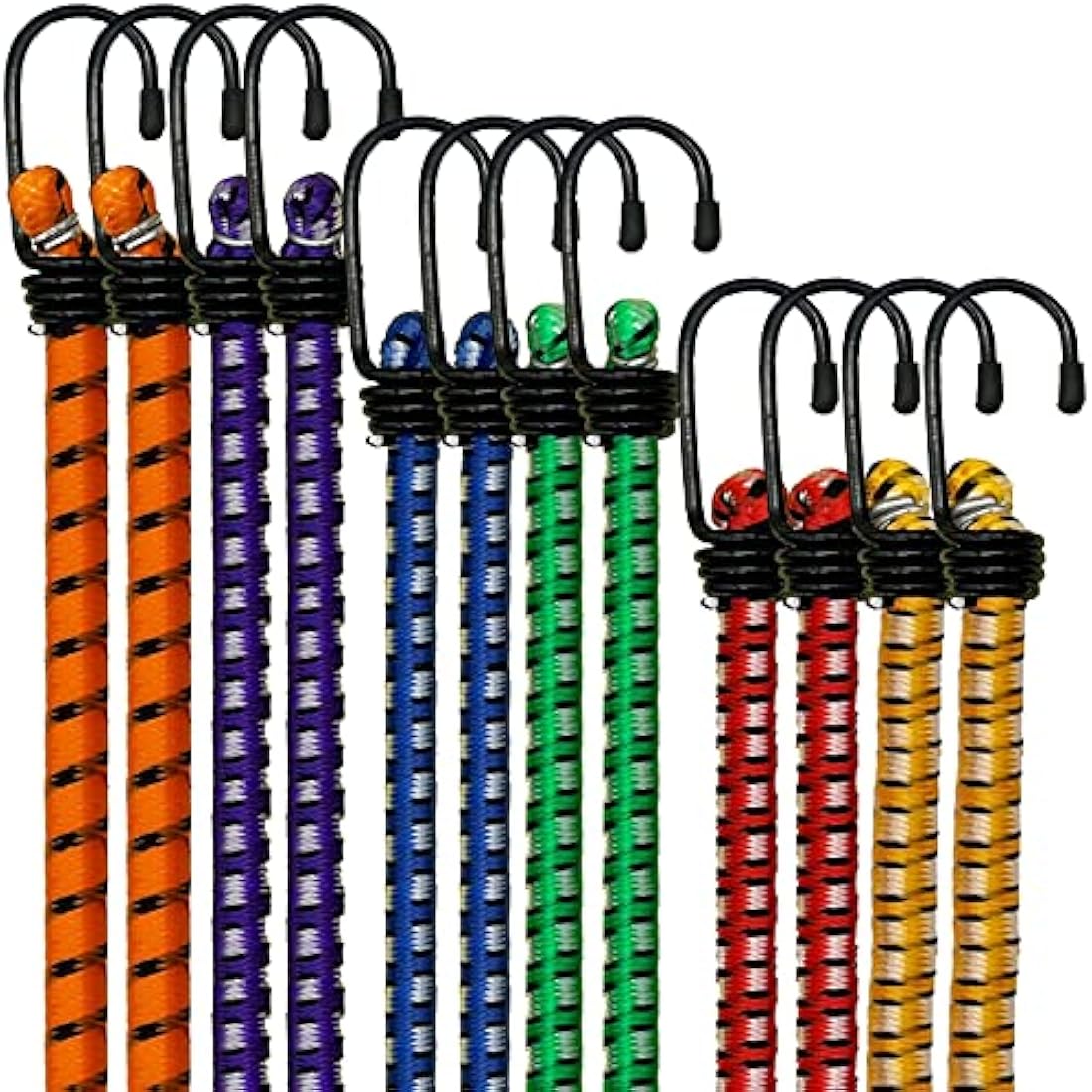 Xtremeauto Heavy Duty Bungee Cords with Hooks | 12 Pack Military Grade