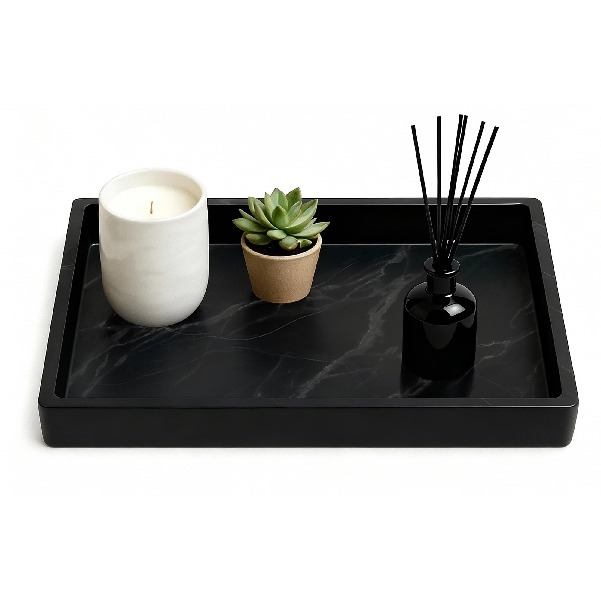 Jolof Store Silicone Bathroom Vanity Tray - 2 Pack Non-Slip Ink Black
