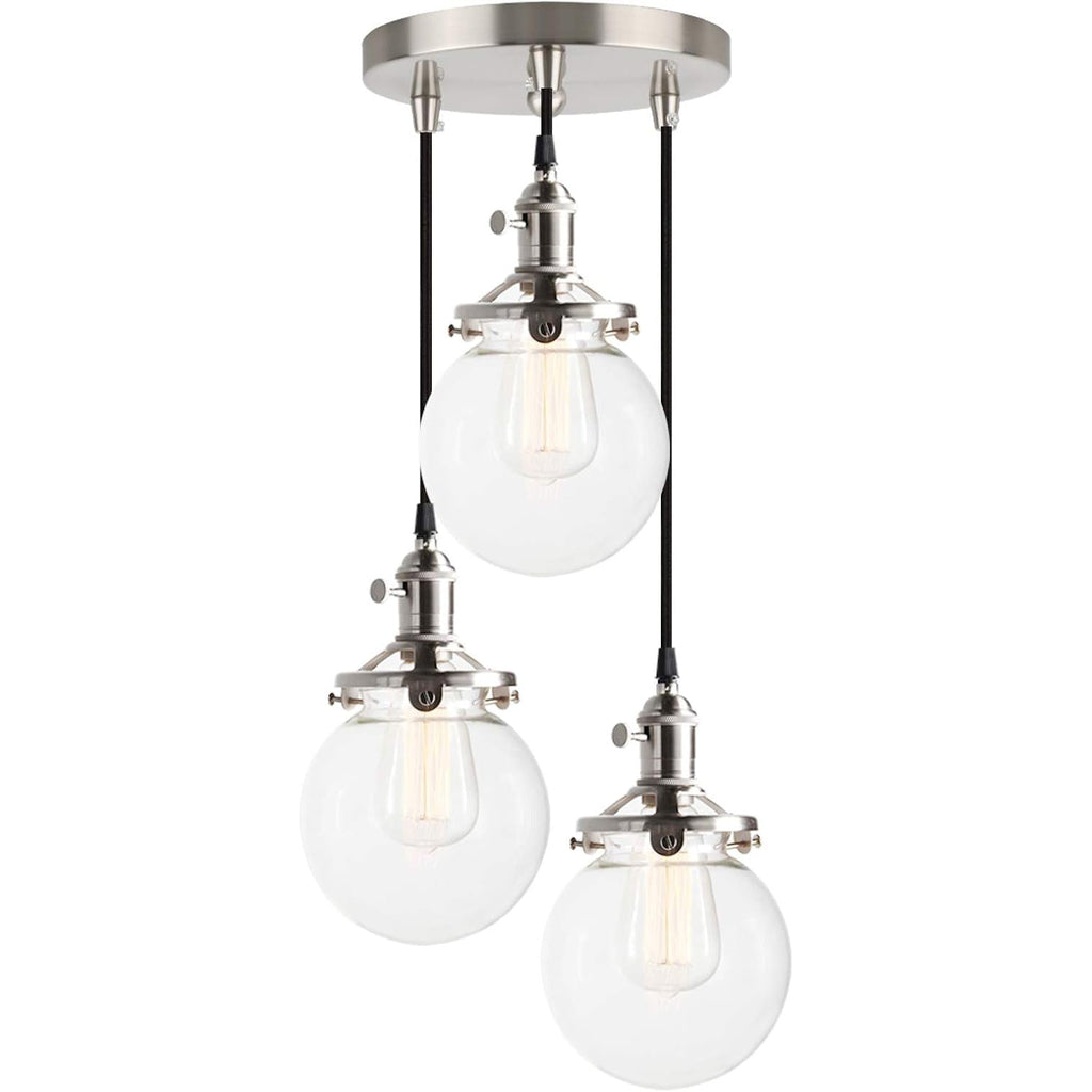 Phansthy 3-Light Cluster Chandelier – Vintage Globe Glass Pendant