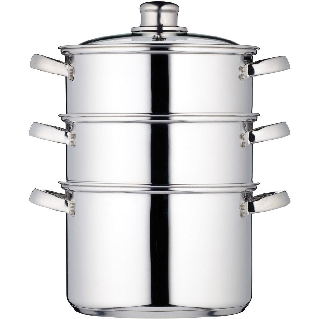 KitchenCraft 3 Tier Food Steamer Pan | 20cm Stainless Steel Induction Pot