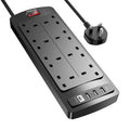 POWSAF 8-Way Extension Lead | Surge Protector with 4 USB Ports, 2M