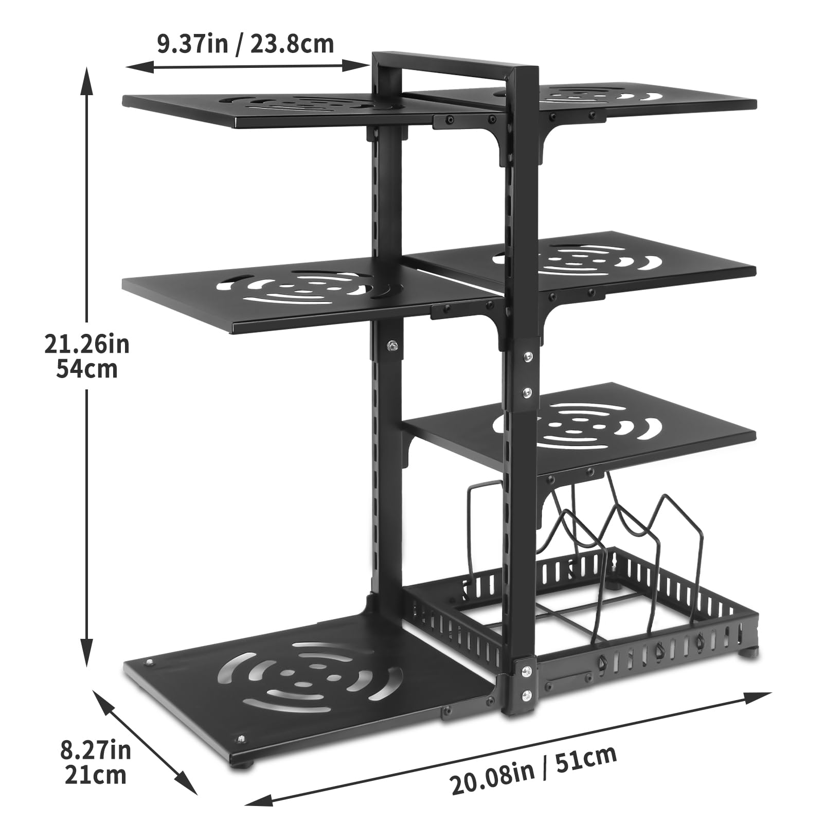 CASONNIK 6+1-Tier Adjustable Pan Organizer Rack | Heavy Duty Carbon Steel